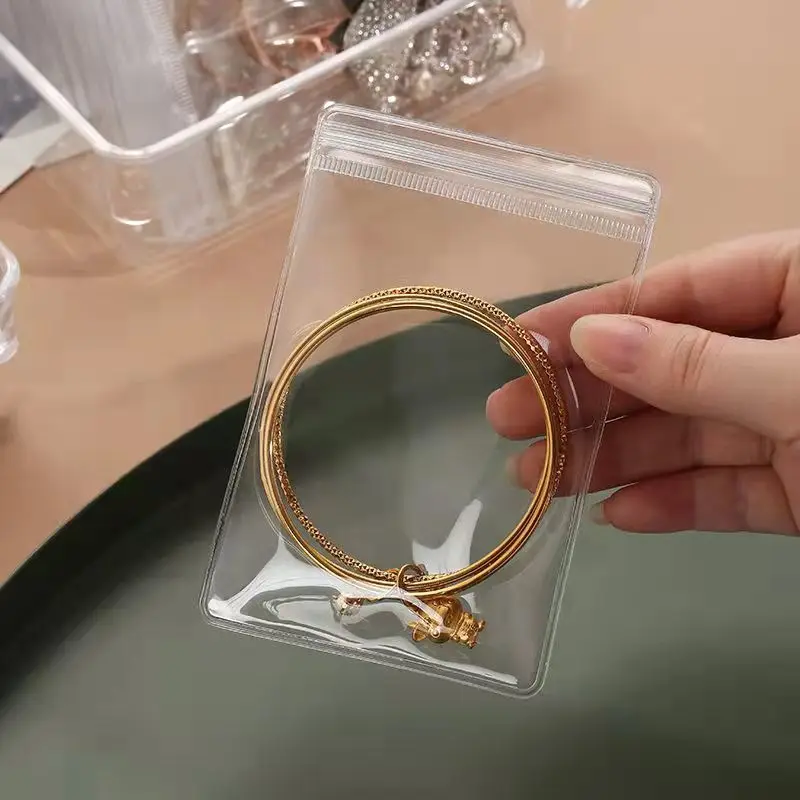 CSMD Chinese Manufacturers 13x13cm Personal logo Accept Wholesale Pvc Material Transparent Zip Lock Jewelry Accessories Bag - Image 3