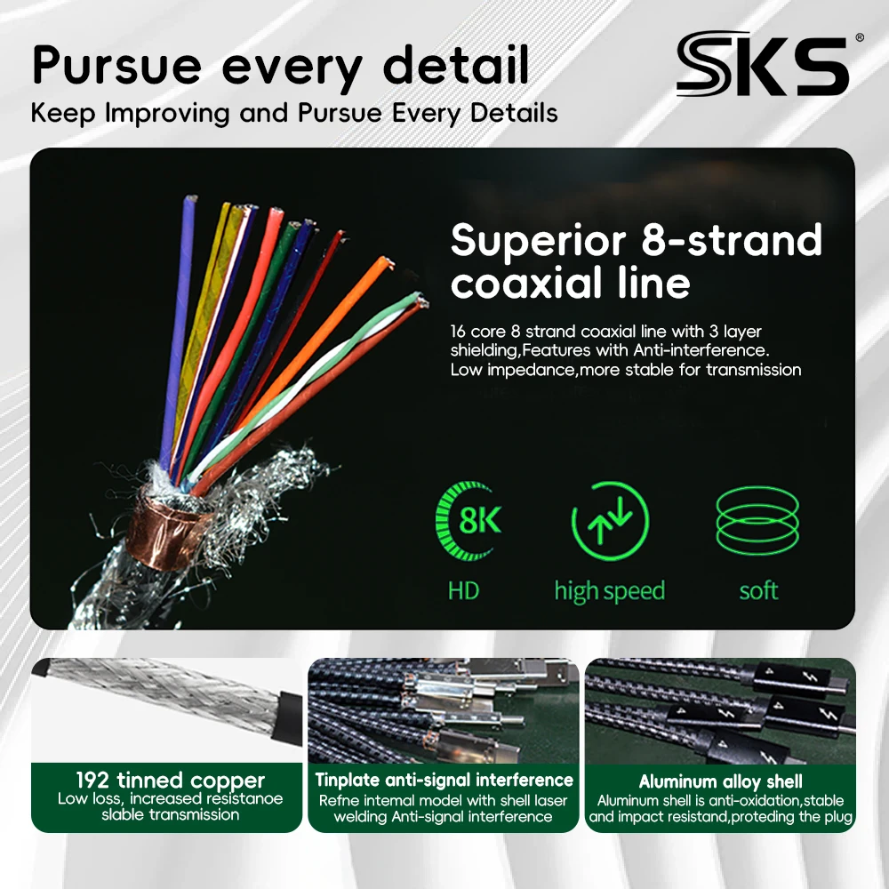 Type-C USB 4 Cable 1M 5A Fast Charging 40Gbps 8K Projection 100W PD Premium Braided Pure Copper ROSH Certified Computer - Image 4