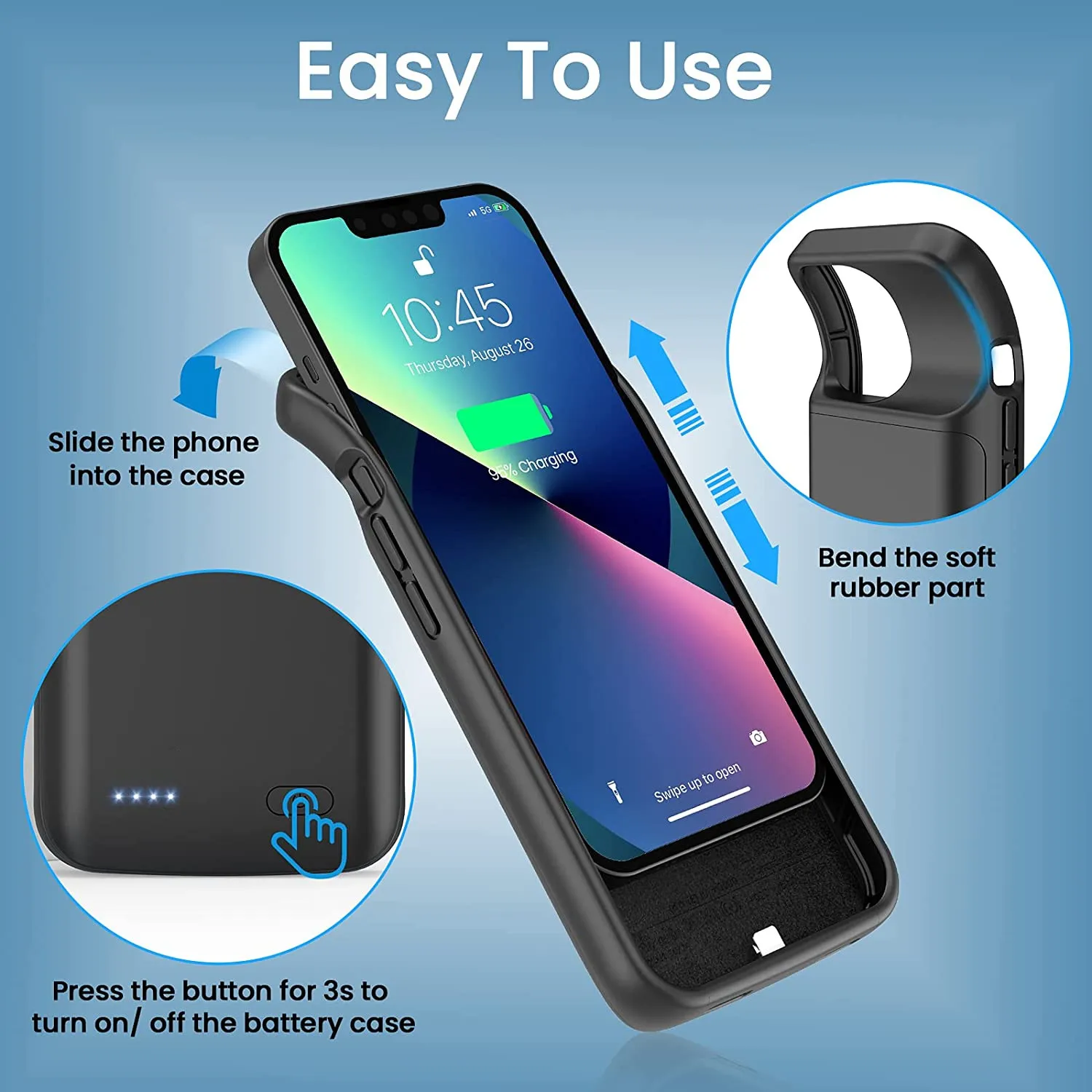 For Iphone for Apple 17 16 15 14 Promax Large Capacity Portable Soft Edge Mobile Case Back Clip Battery case Power Bank Pack of 10 - Image 4