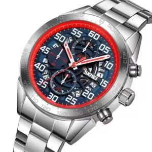 Guangdong Skmei 9338 Stopwatch Date Stainless Steel Quartz Watches Waterproof Relojes Men's Wristwatch for Men Montre