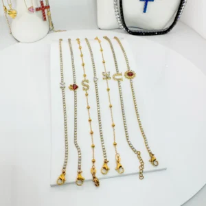 Mujer Paperclip Steel Bracelets Gold Bracelet Para Clover Leaf Five Mujer Para Brand Jewelry Fashion Monaco Cuban Men and Women Pack of 2