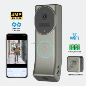 New 4MP 2K Waterproof Outdoor Doorbell Wireless WiFi Smart Ring Door Bell Camera Dual Lens WiFi Video Doorbell Camera