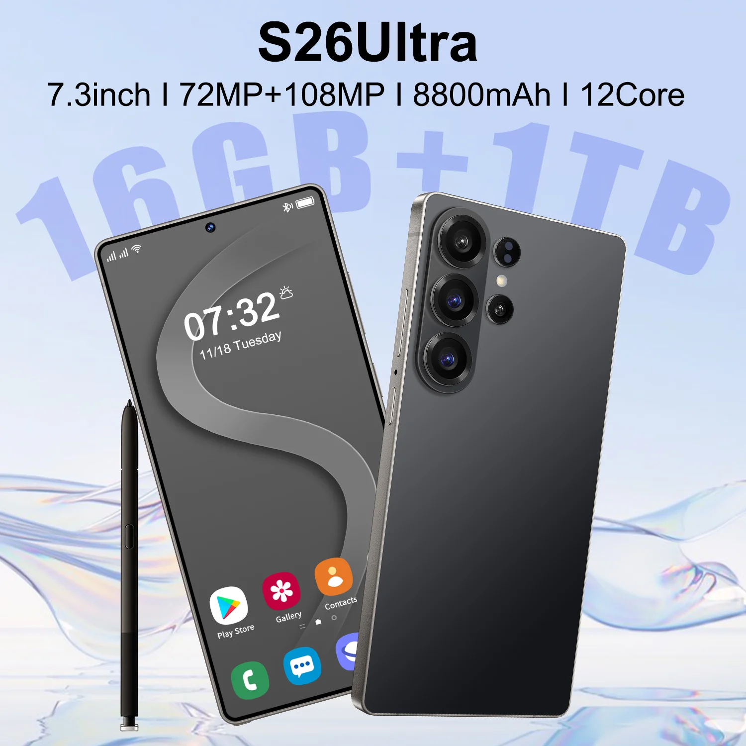 Budget Edition S26 Ultra 5G Smartphone 16GB+1TB Storage Camera Unlocked Android Mobile Phone with Face ID Fingerprint Dual SIM - Image 2