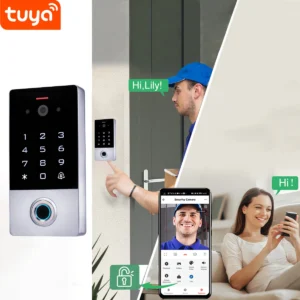 WiFi Tuya Waterproof Fingerprint and ID Card Door Lock Access Control System with Smart Video Door Phone Intercom