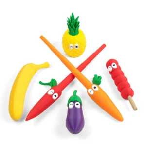 Vashine 3D Printed PLA Kids Fruit Knife Telescopic Banana Sword Toys 3D Printed Children Collection Vegetable Fruit Sword Toys Pack of 10