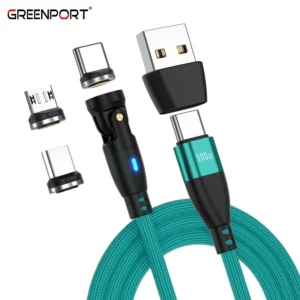 9pin 540 Rotation 6 in 1 Magnetic Cable 100W | Universal USB Type C Micro PD100W 5A Fast Charging & Data Cable 1M 1.8M