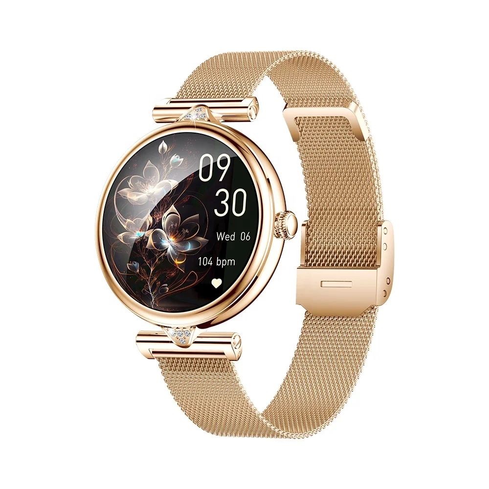 Fashion Luxury AK73 Lady Gold Steel Smart Watch 1.28inch BT Call Women IP68 Waterproof FitCloudPro Reloj Inteligente Smartwatch