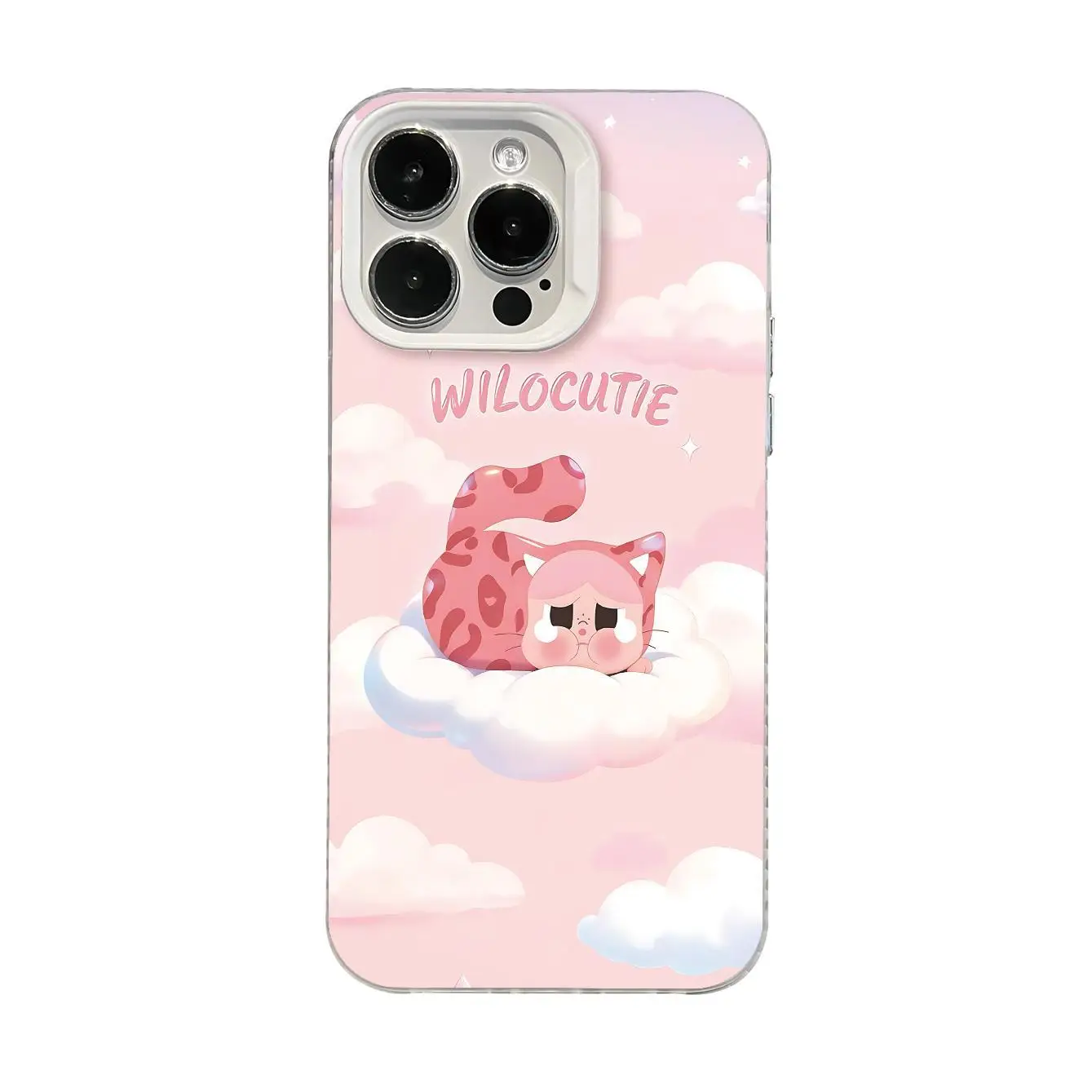 Kawaii Cloud Cat TPU for 11-17 Case Pink Glitter Shockproof Anti-Fingerprint Lens Protection Pack of 5