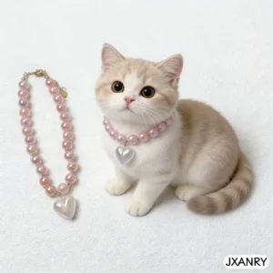 JXANRY New Simple Durable Resin Pet Collar-Transparent Multi-Color Bead String Necklace for Cats & Dogs with Cartoon Pendant Pack of 2