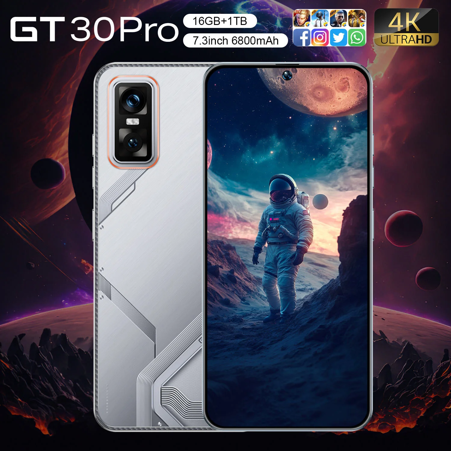 Dropshipping New GT30 Pro 16G 1TB Octa Core 5G Gaming Smartphone AMOLED 144Hz 108MP CDMA LTE 120W Quick Charge - Image 4