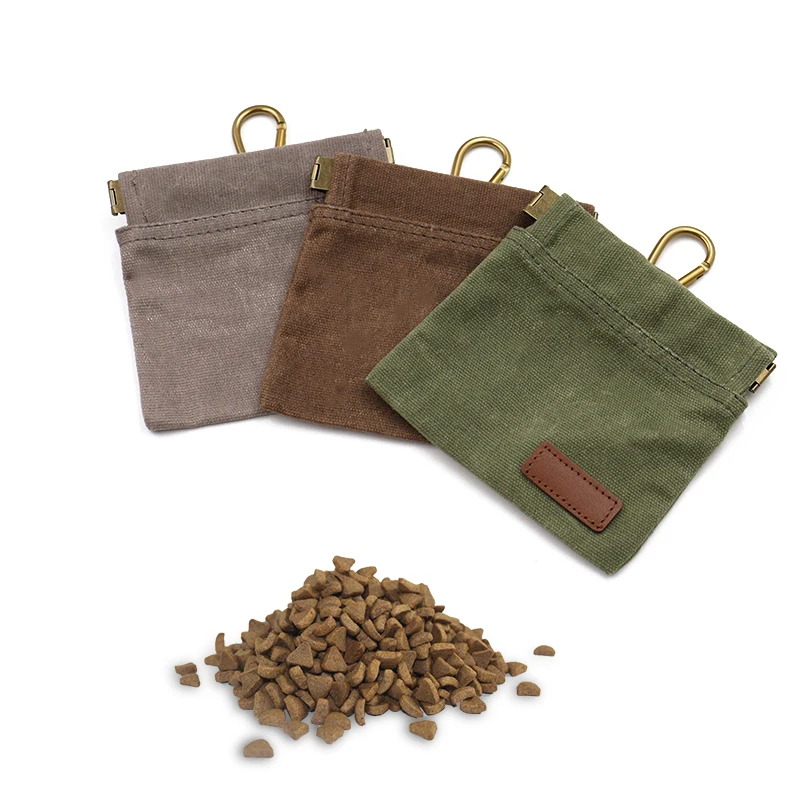 Canvas Dog Treat Pouch with Snap Closure Portable Pet Food Storage for Outdoor Walking Training Durable Accessory for Dog Owners Pack of 2 - Image 3