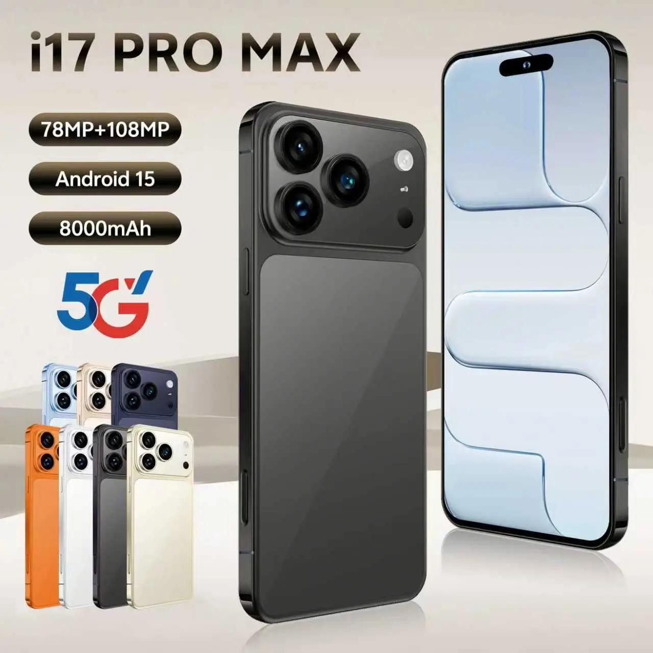 I 17 Pro Max 5G Smartphone 108MP Triple Camera 12GB+512GB 6000mAh Fast Charge Global Version Cross-Border Hot Selle - Image 2