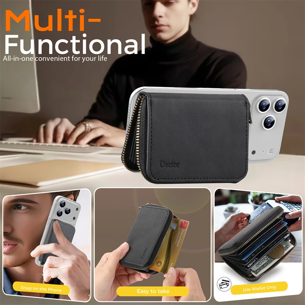Big Capacity Zipper Wallet Mobile Phone Bag PU Leather Magnetic Case Card Holder for All Smart Mobile Phones Pack of 10 - Image 4
