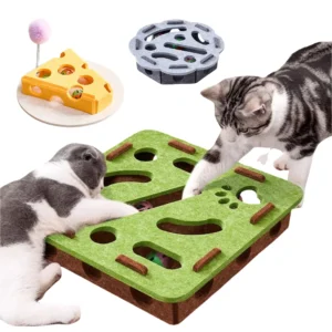 Cat Toy Puzzle Maze Tilting Artifact Kitten Pet Cat with Hole Felt Box and Bell Ball Pack of 20
