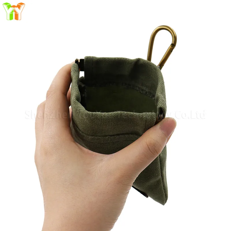 Waxed Canvas Dog Treat Storage Bag Pouch Shrapnel Leather Label Pet Snack Food Bag Holder with Hook for Pet Pack of 2 - Image 4