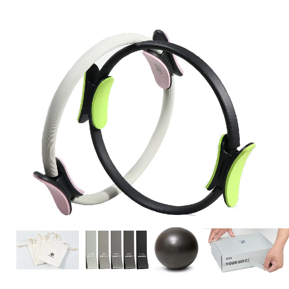 Pilates Ring Circle Set Booty Bands Stretching Equipment Pilates Mini Exercise Ball for Legs Arms and Thighs Pack of 2 - Image 3
