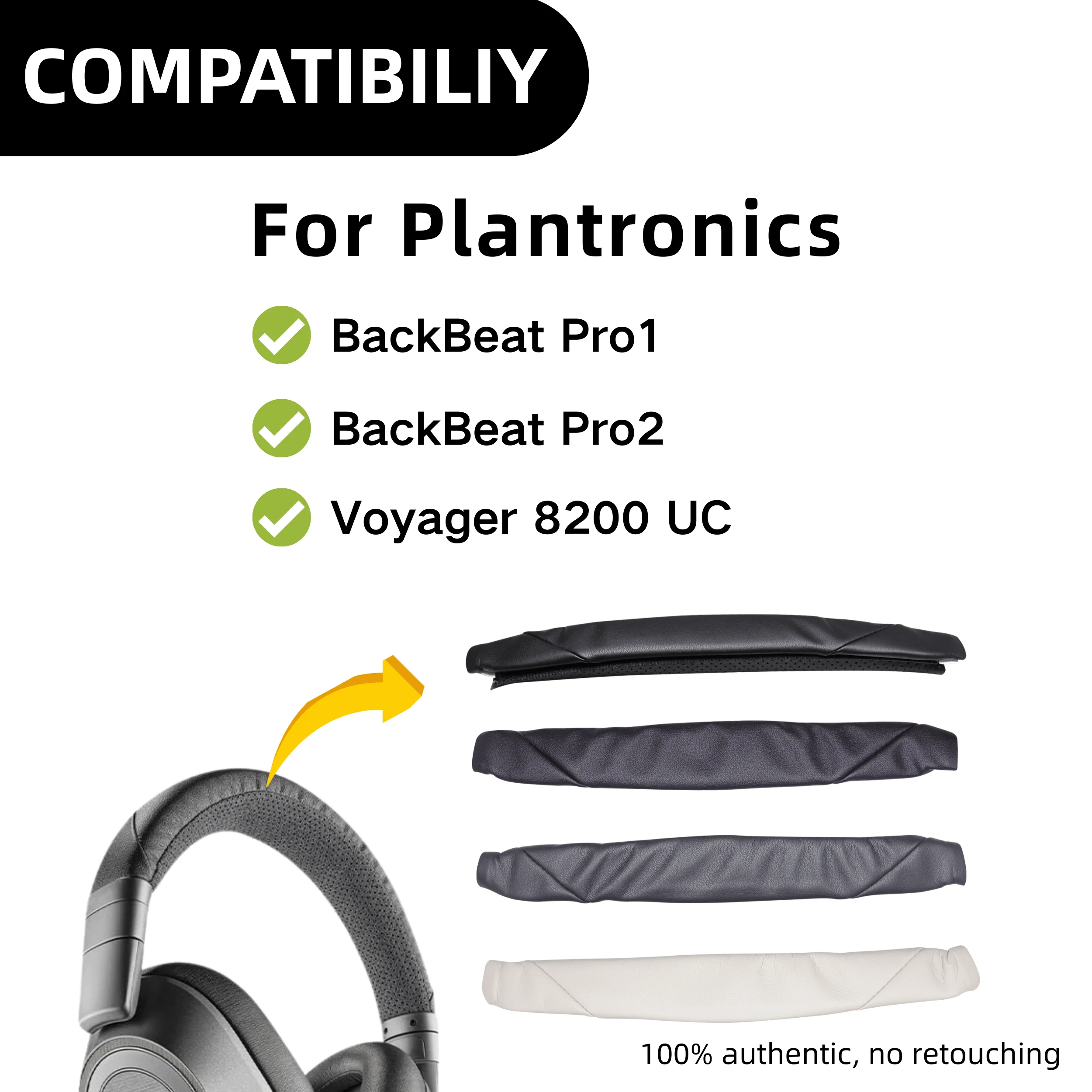 CORBORS Protein Leather Headband Cover for Plantronics BackBeat Pro 1/2 Voyager 8200 UC Headphones Replacement Headstrap Pad - Image 2