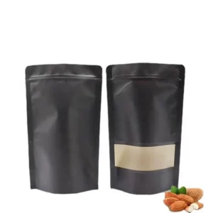 Ready to Ship Doypack Zip Lock Matt Black Craft Standing up Pouches Food Packaging Zipper Paper Kraft Bags With Window