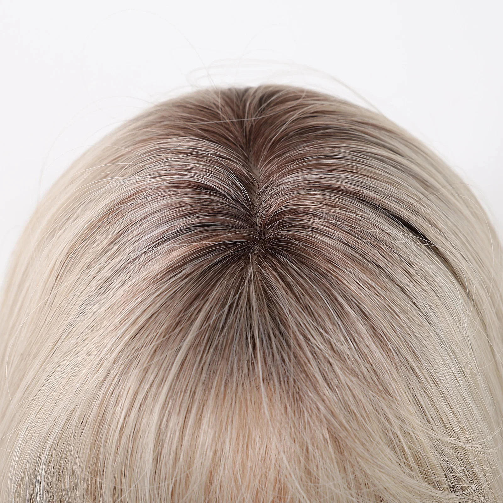 26 Inches Matte Heat Resistant Fiber Wig Dark Root Straight Hair Ombre Blonde Yellow with Bangs Wig Breathable Cap Real Shot - Image 3