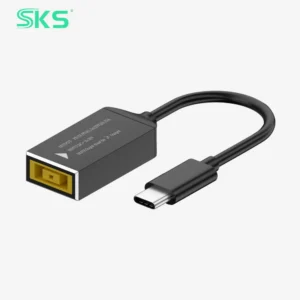 65W DC to USB Type-C PD Adapter Cable for Square Port Laptop Computer & IOS Fast Charging Converter