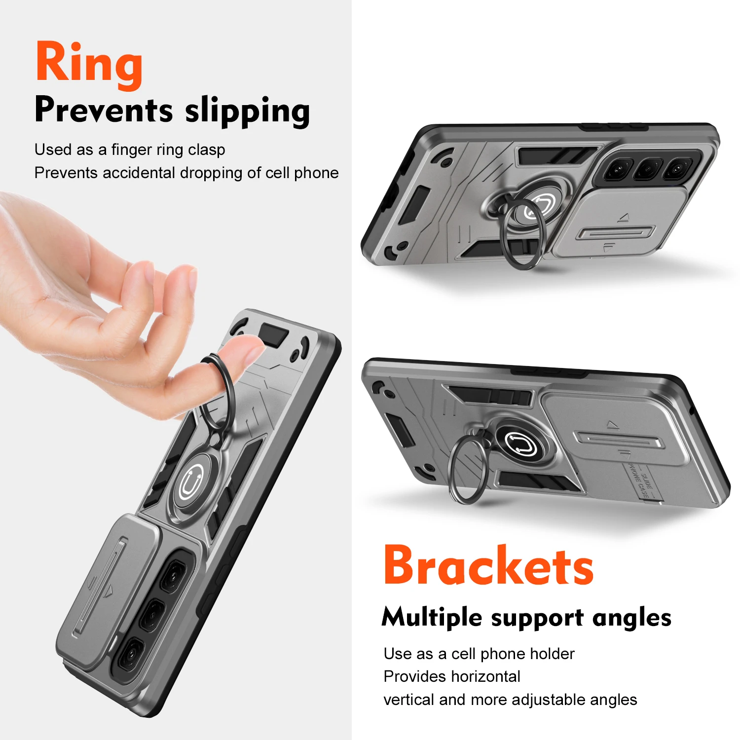 Armor Ring Stand Holder Shockproof Case For Tecno Spark Go Smart 9 Hot 50i 40i Spark 20C Hot 50 Pro Plus Pack of 5 - Image 3