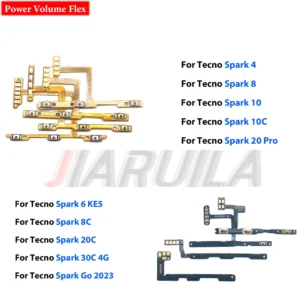 Power Volume Flex for Tecno Spark 4 6 KE5 6-Camon 16 8 10 20 C 10 20 Pro Plus 30C 4G Go KG5 Go Phone Spare Parts Pack of 10
