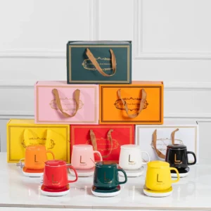 Wireless Heater Usb Office Gift Box Temperature Control Smart Electric Ceramic Cup Coffee Mug Warmer Set Pack of 10