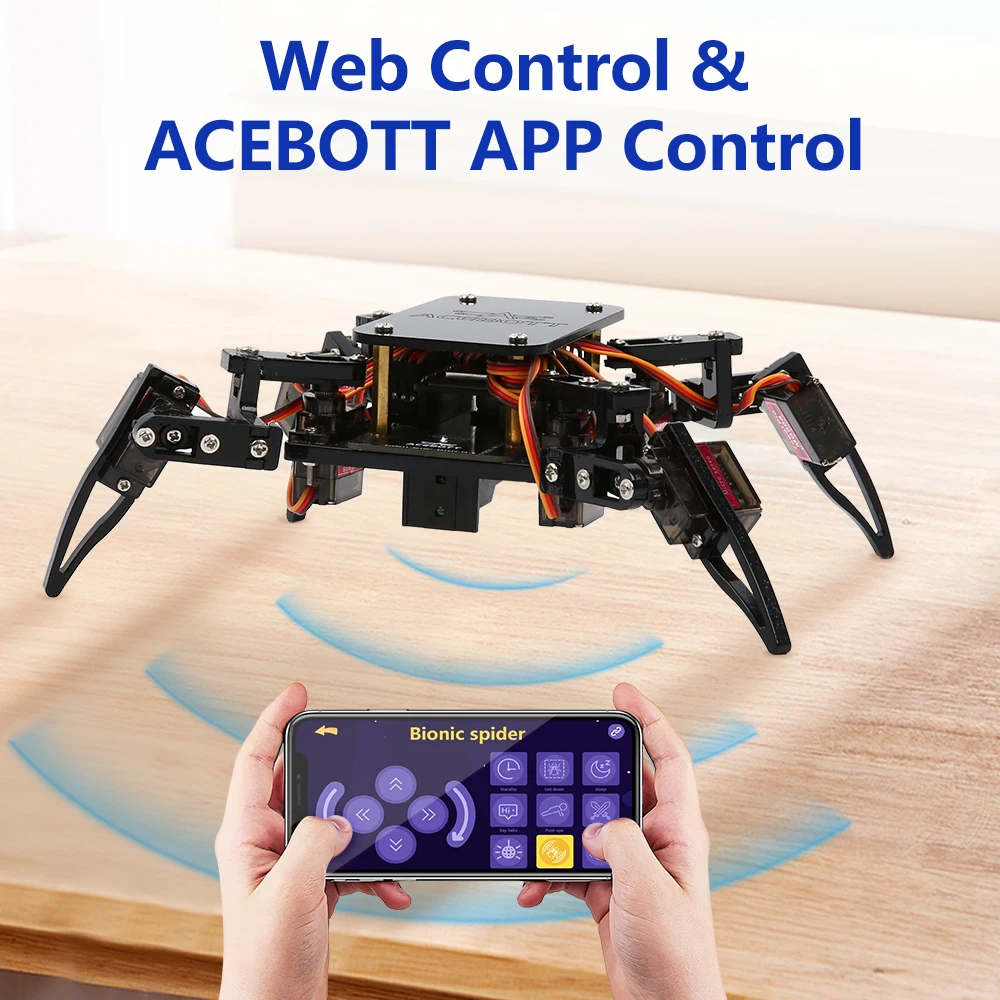 ACEBOTT Bionic Spider Robot Kit Quadruped DIY Maker Education Programming Coding ESP8266 Wifi ESP32 for Arduino Uno R3 Robotics - Image 2
