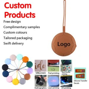 OEM ODM Silicone Zipper Closure Round Coin Purse & Earphone/Data Cable Storage Key Case with Lipstick Holder Portable