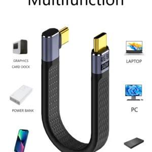 USB4 40Gbps Type-C to Type-C Male 240W 8K 60HZ Flat Slim FPC 5A Fast Charging Cable for Computer & Phone 13cm Pack of 10