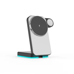 3 in 1 Wireless Charging Station with Night Light for Magnetic Charger, 15W Magnetic Travel Stand for iPhone17/16/15/14/13/12 Pack of 2