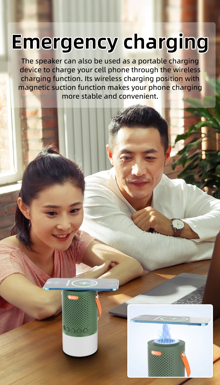 T66 Pro Camping Lantern with Wireless Speaker, 5000mAh Battery Power Bank Wireless Charger RGB Light Waterproof Portable Speaker - Image 3