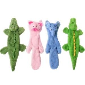 Joysing New Cute Cartoon Velvet Cotton Plush Squeaky Toys Animal Shape Bite Resistant No Stuffing Dog Toy Pack of 10