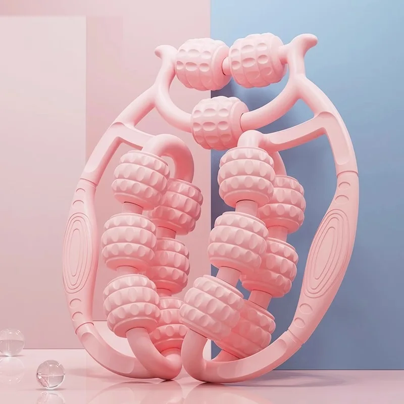 Upgraded 15-Roller Circular Massage Roller EVA+PP Manual Push-Pull Roller for Slimming Shaping Yoga Workout Muscle Relaxation Pack of 10 - Image 3