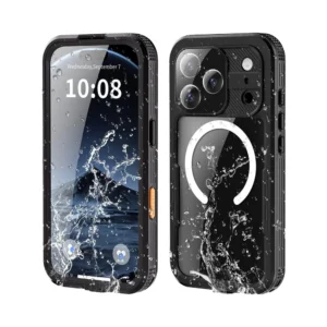 Waterproof Magnetic Case for 17 Pro Built-in Screen Protector Rugged Shock Resistance IP68 Animal Design 360 Lanyard