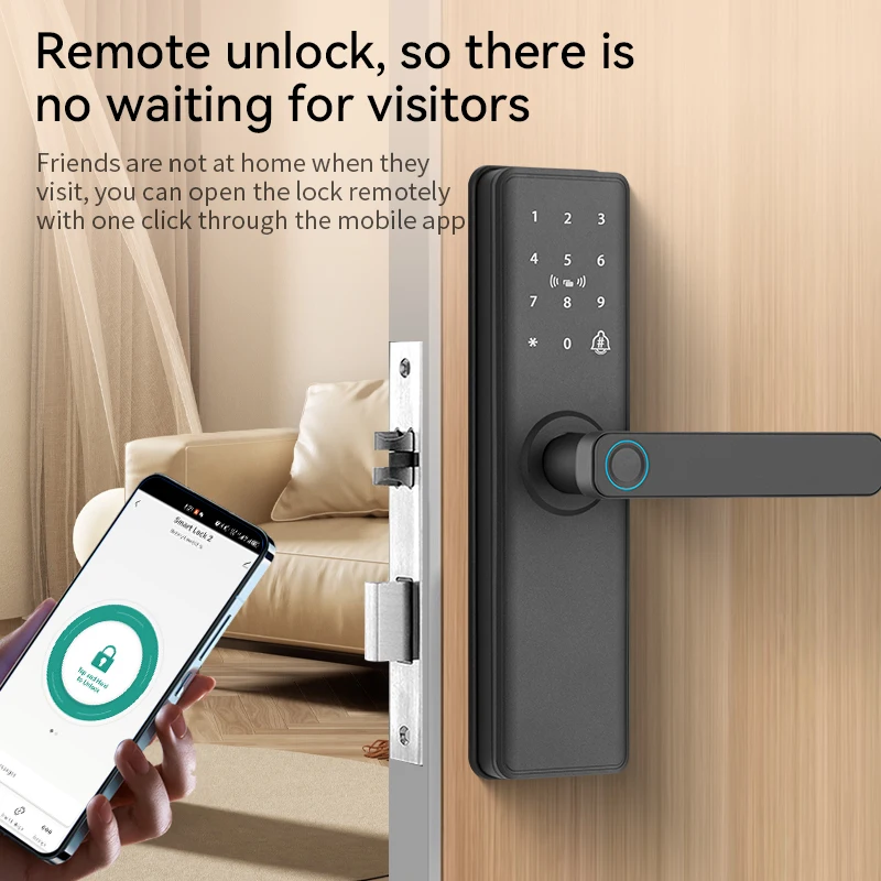XSDTS F18-TT Smart Door Lock Fingerprint Keyless Entry TT Lock APP Remote Control Digital Security Lock for Wooden Door - Image 2