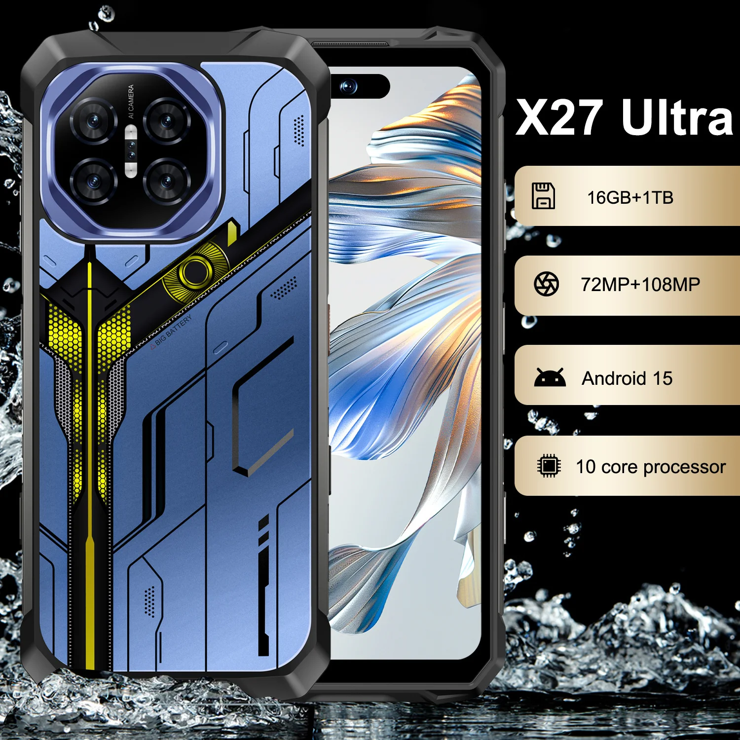 5G Dual SIM Rugged Smartphones Deca Core CPU 108MP Rear Camera Mobile Phone in French Spanish English Operating Languages NFC - Image 4