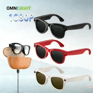 OMNISIGHT New M02 Ultra AI Smart Glasses WiFi 4 Transmission 8MP Camera 1080P Video 290mAh Glasses 3600mAh Case BT Calling