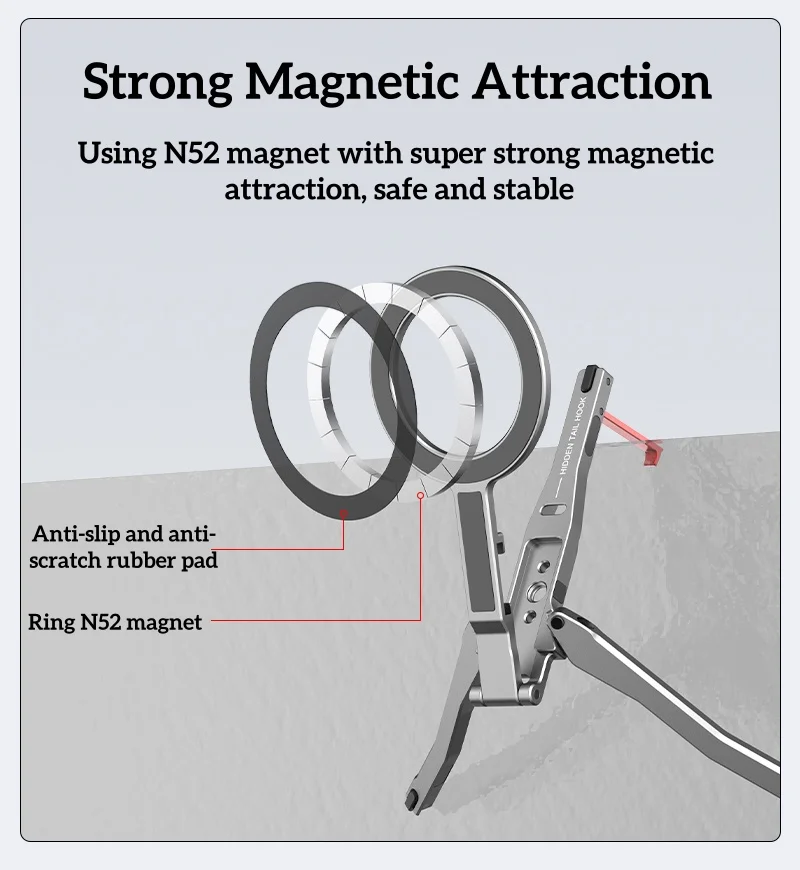 Magnetic Pocket Phone Tripod Foldable Compatible With Magsafe iPhone 16/15/14/13/12 Plus Pro Max Mini Phone Mount Desk Stand - Image 3