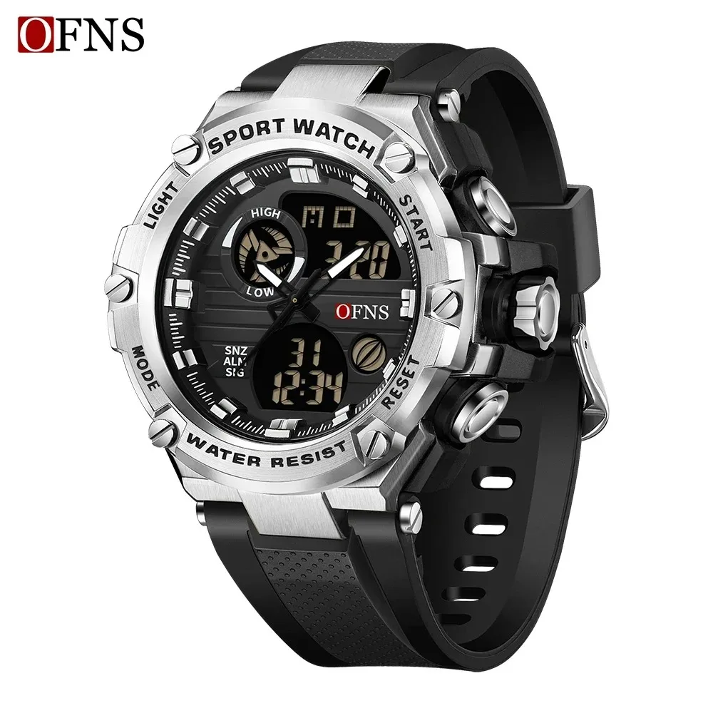 OFNS 3196 Top Brand New Sport Men's Watch Fashion 50M Waterproof Dual Display Wristwatch Male Clock Stopwatch Relogio Masculino Pack of 2 - Image 4