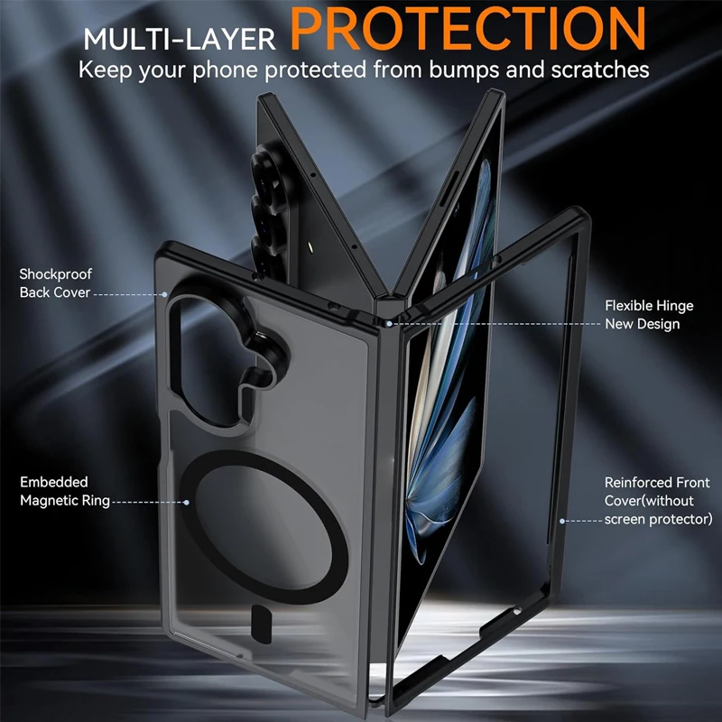 Full Cover Magnetic Case For Samsung Galaxy Z Fold 7 Mobile Cases Translucent Wireless Charge Cover with Magnet New - Image 4