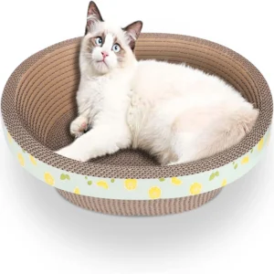 Oval Cardboard Cat Scratcher Bed and Lounge, Durable Corrugated Scratch Pad for Indoor Cats, Skateboard-Style Claw Grinding Toy Pack of 5