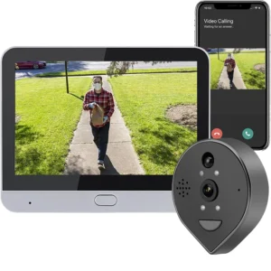 ENXUN Tuya Smart 3MP WIFI Peephole Eye Camera Video Doorbell Two Way Audio PIR Detection 4.3 Ich LCD Screen Video Doorbell