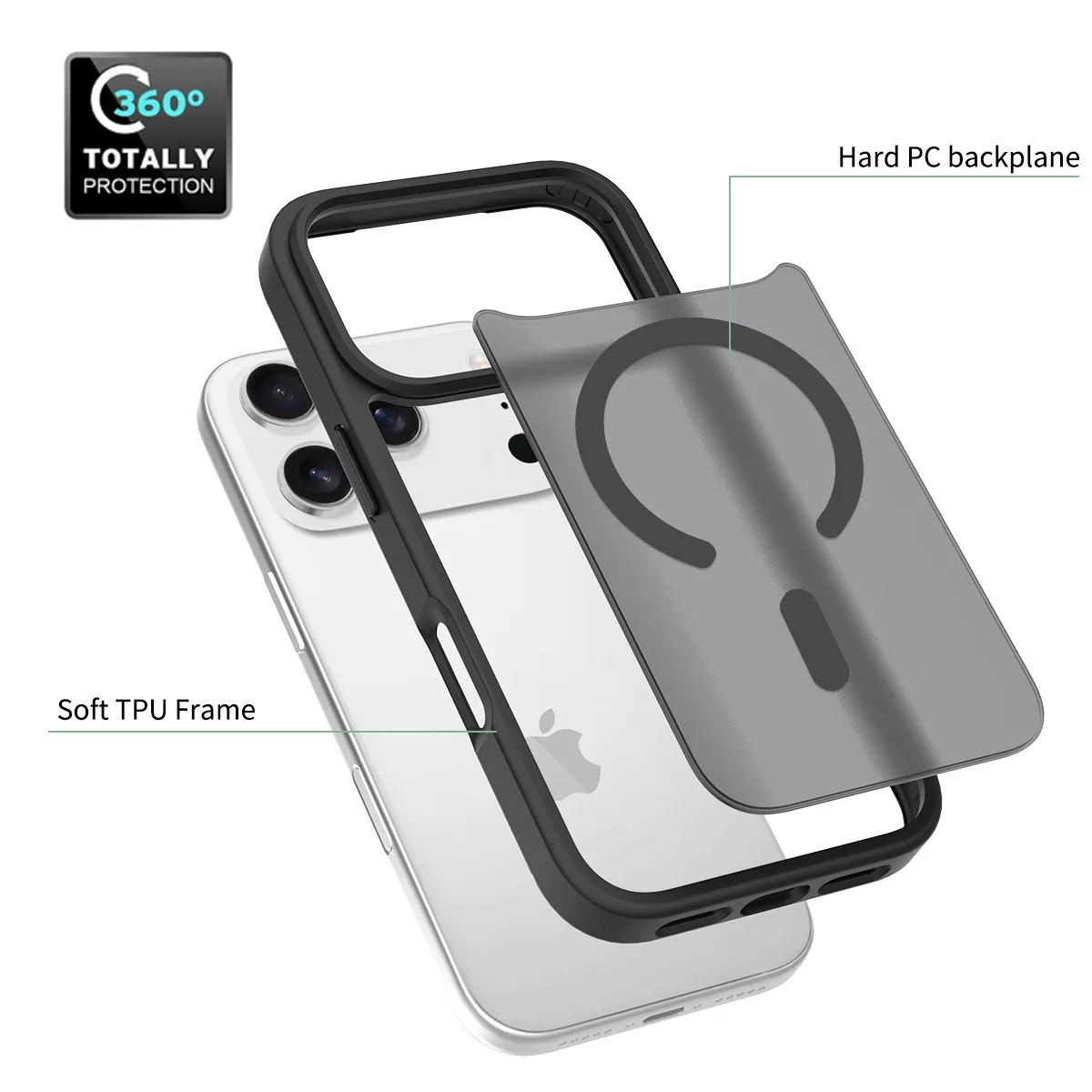 TPU+PC Business Design Full Body 360 Protection Shockproof Magnetic Case /16/15/14/13 Pro Max for iPhone 17 Pack of 10 - Image 2