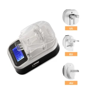 Portable Universal LCD Display Charger with USB Port 4.2V EU Plug for Cell Phone and Camera Pack of 10