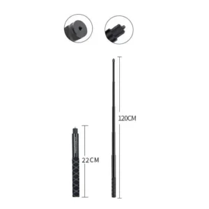 SORRISO 120cm Invisible Selfie Stick Aluminium Long Telescopic Monopod Tripod Extension Rod for Action Camera Insta360 Gopro Pack of 2