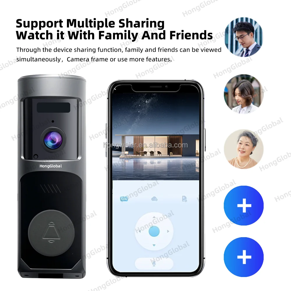 HongGlobal 5MP IP Ring Battery Bell Door Surveil Video Doorbell Security Camera ICam365 WiFi Ring Smart Wireless Doorbell Camera - Image 4