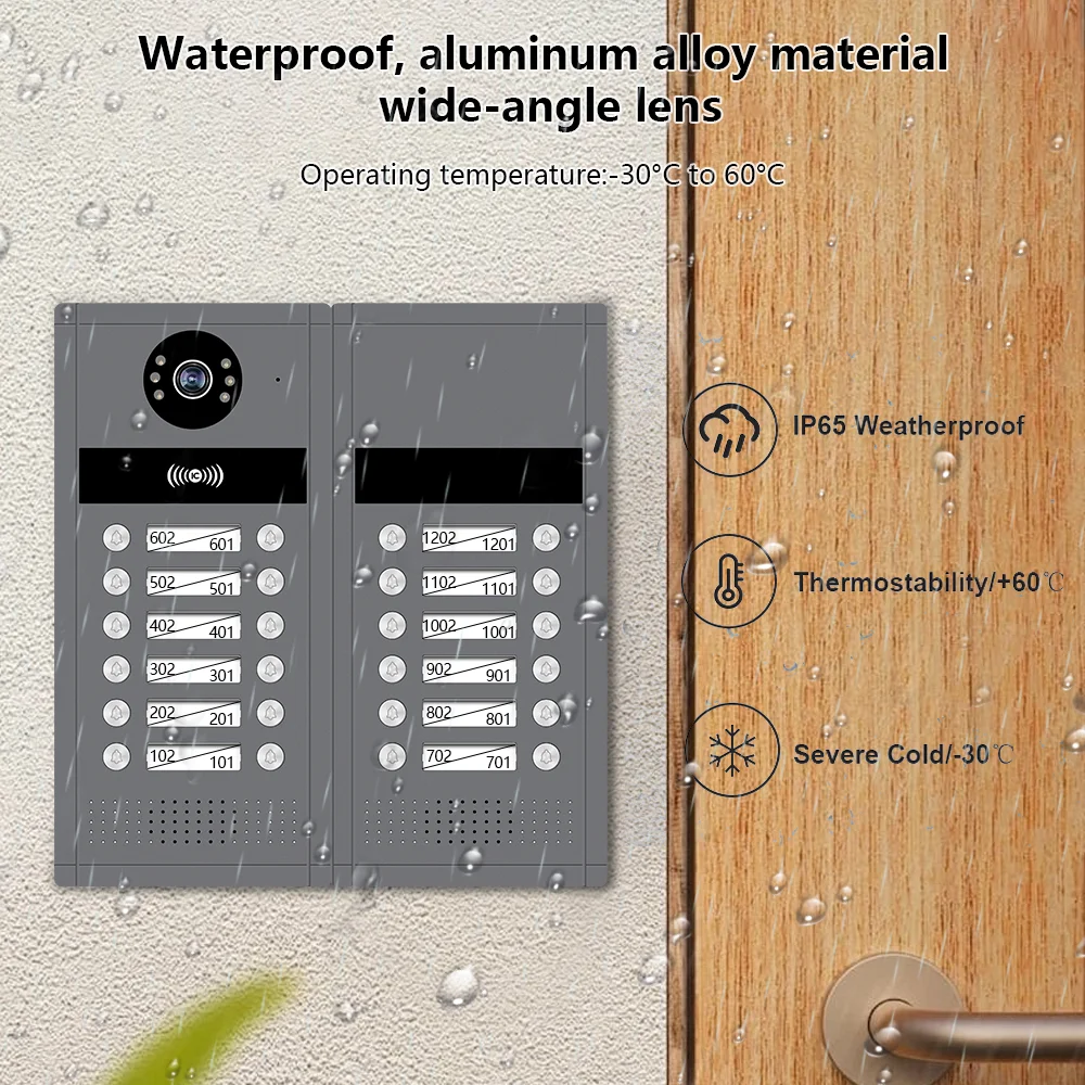 Multi Apartment Smart 10 Inch 6 Household Tuya Smart Video Doorbell Metal IP65 Waterproof Touch Screen Audio Door Phone Two-way - Image 3