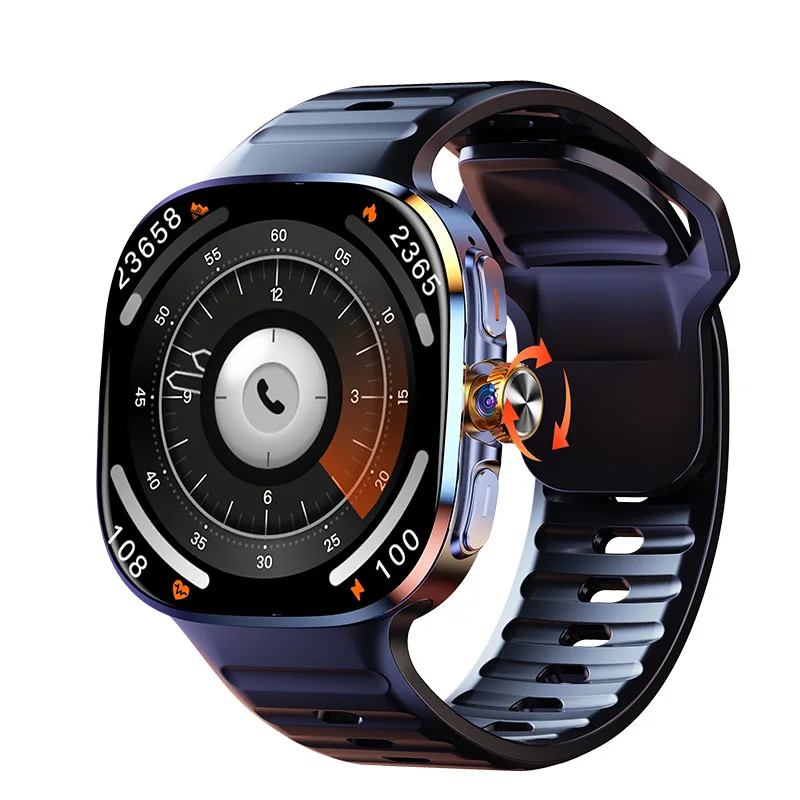 GSM Smartwatch Square AMOLED Display Silicone Band 2.4" Rotating Photo Heart Rate Blood Pressure NFC Access Control M99