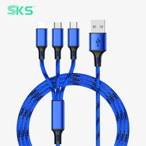 3 in 1 Micro USB Cable Nylon Braided Fast Charging 3A Data Cable 1M 2M Universal iPhone for Android Printer